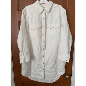 Women's Universal Thread White Western Button-Up Shirt Dress Size Small NWT
